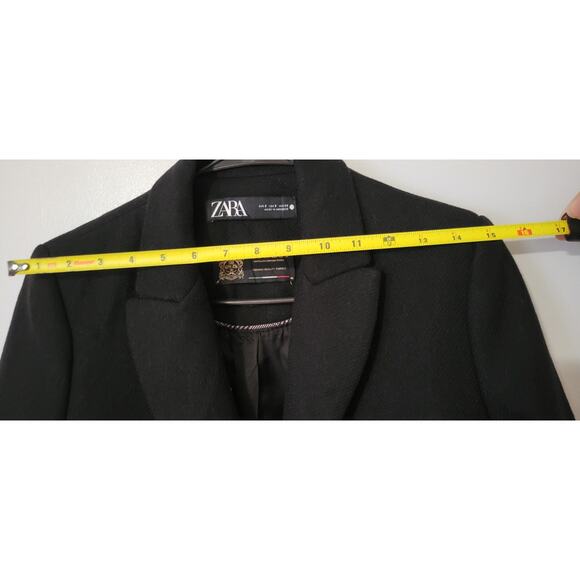 Zara Manteco Wool Blend Long Black Coat Size SMALL peacoat - Picture 14 of 14